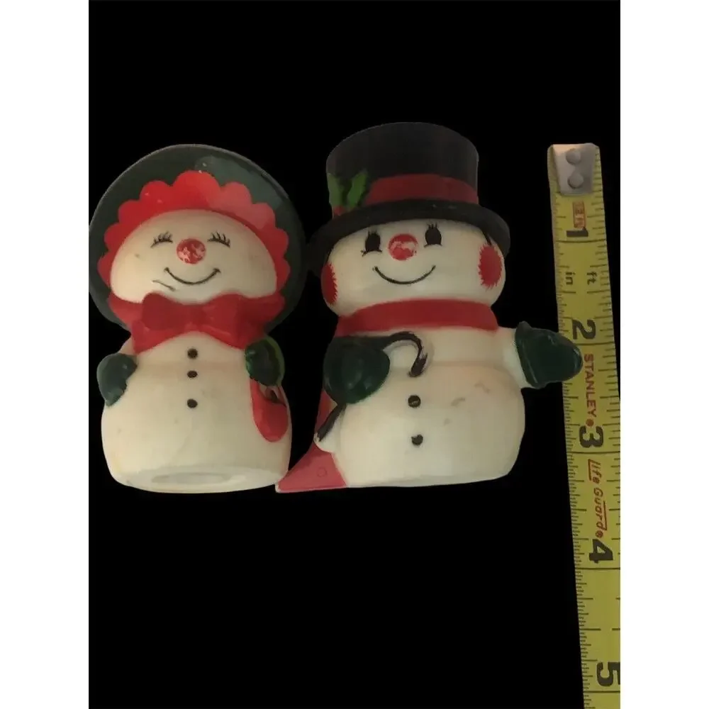 Vintage Hallmark Mr & Mrs Frosty Snowman Christmas Salt and Pepper Shaker Set